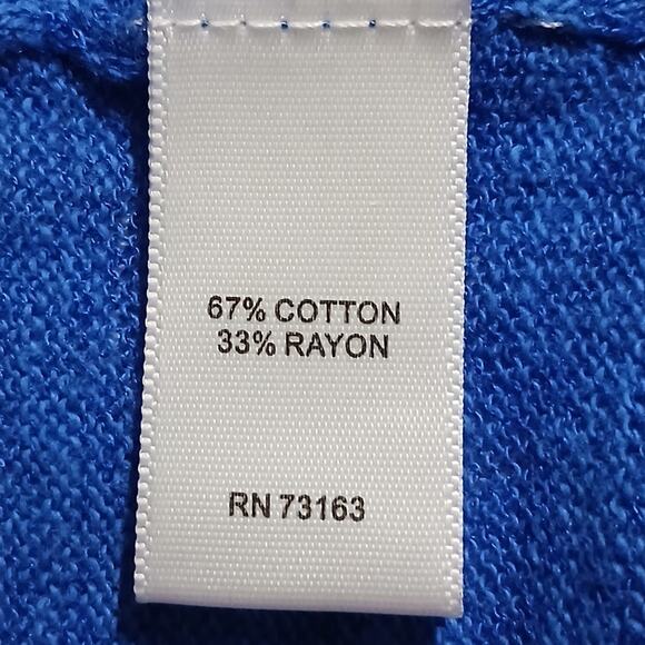 Cable & Gauge Large Royal Blue Cotton Blend Cardigan Sweater Lightweight - Picture 11 of 12